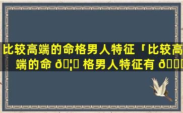 比较高端的命格男人特征「比较高端的命 🦋 格男人特征有 🐛 哪些」